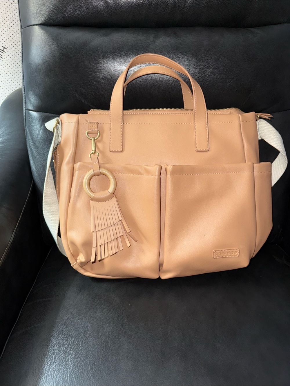 Skip hop Camel vegan leather luxury diaper tote/mom bag